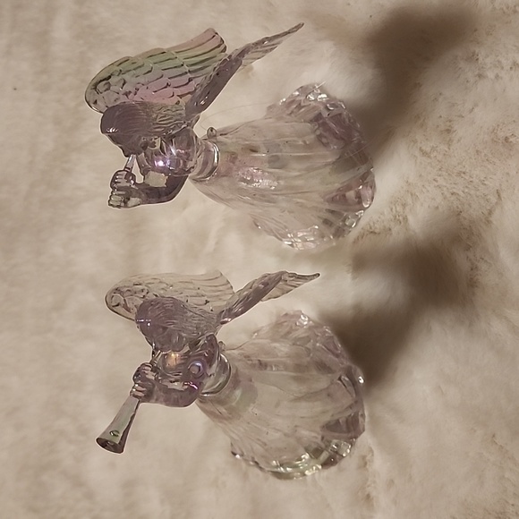 SET OF 2 , IRRADESCENT ANGELS  CHRISTMAS  ORNAMENTS. - Picture 4 of 4